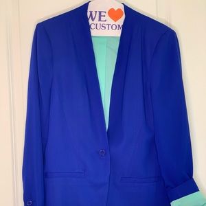Cobalt Blue blazer with aqua lining